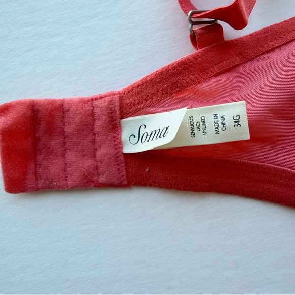 BUNDLE - Soma Sensuous Lace Unlined Underwire Bras Cream Coral Mocha 34G - Picture 5 of 11